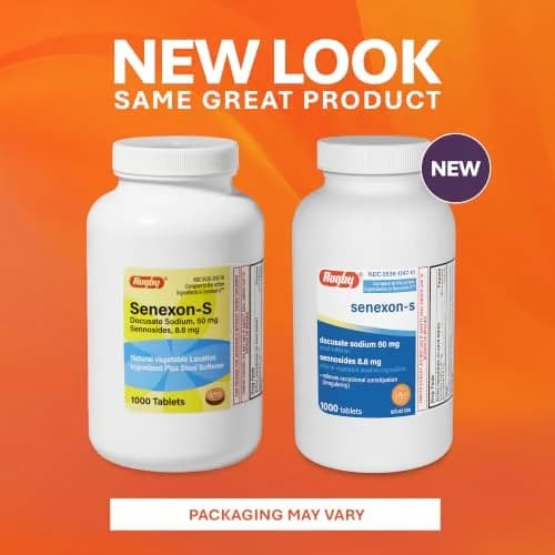 Rugby Senexon-S Natural Vegetable Laxative Plus Stool Softener - Docusate Sodium 50 mg - Sennosides 8.6 mg | Supports Occasional Constipation Relief thumbnail 9