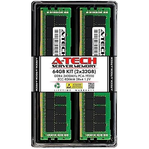 A-Tech 64GB Kit (2x32GB) DDR4 2400MHz ECC RDIMM 2Rx4 Dual Rank 1.2V Server & Workstation RAM thumbnail 1