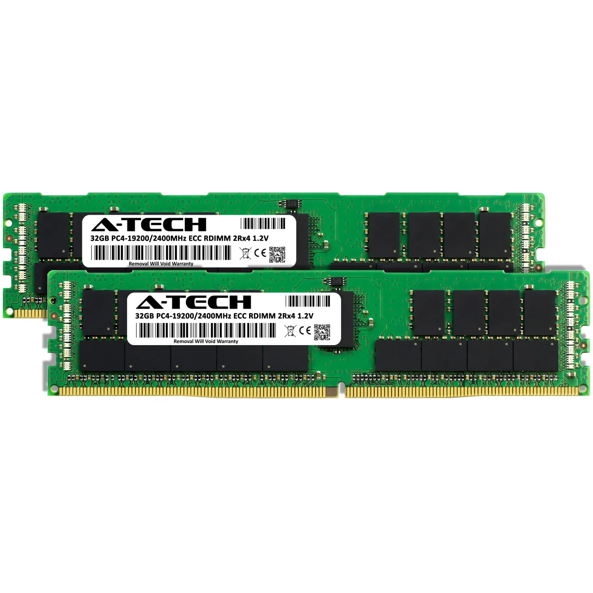 A-Tech 64GB Kit (2x32GB) DDR4 2400MHz ECC RDIMM 2Rx4 Dual Rank 1.2V Server & Workstation RAM - view 2
