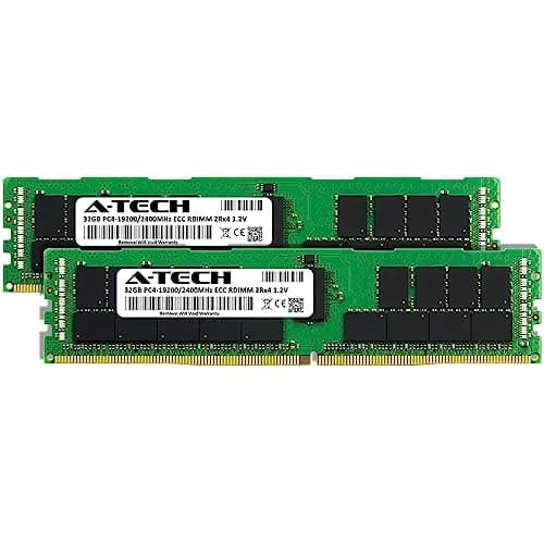 A-Tech 64GB Kit (2x32GB) DDR4 2400MHz ECC RDIMM 2Rx4 Dual Rank 1.2V Server & Workstation RAM thumbnail 2