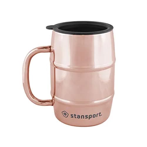 Stansport Stainless Steel Mug - Copper | 16 oz Insulated Camping Cup with Spill-Resistant Lid thumbnail 1