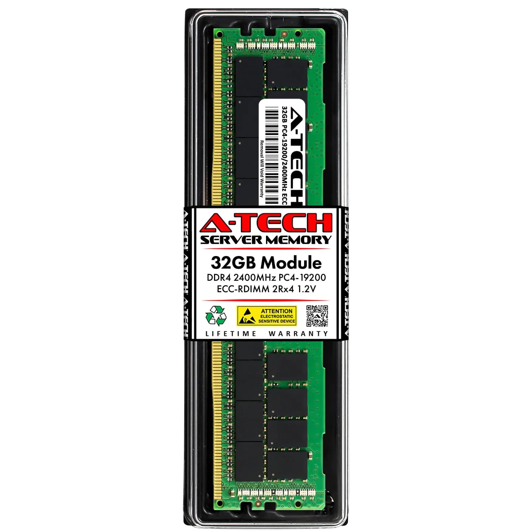 A-Tech 256GB Kit (8x32GB) DDR4 2400MHz ECC RDIMM 2Rx4 Dual Rank 1.2V Server & Workstation RAM Memory Upgrade Modules — 1 Module / 32GB | 2Rx4 / DDR4-2400 (PC4-19200)