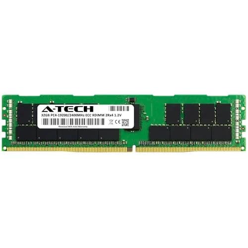 A-Tech 32GB DDR4 2400MHz ECC RDIMM 2Rx4 Dual Rank 1.2V Server & Workstation RAM Module | 2400MHz PC4-19200 ECC Registered DIMM thumbnail 2