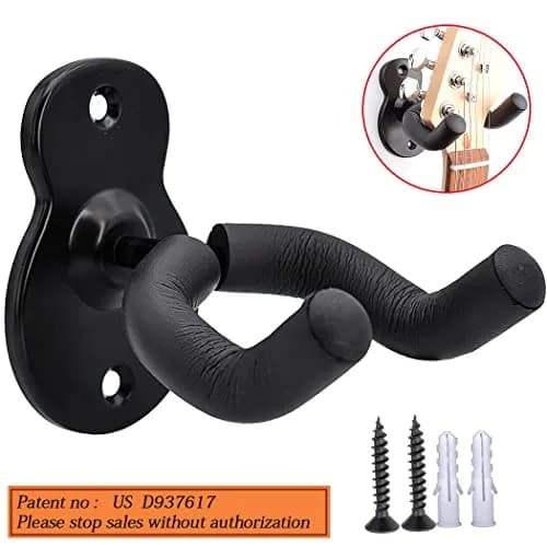 Sound harbor Guitar Wall Mount Hanger 2 Pack | Secure Steel Acoustic Electric Bass Guitar Holder thumbnail 5