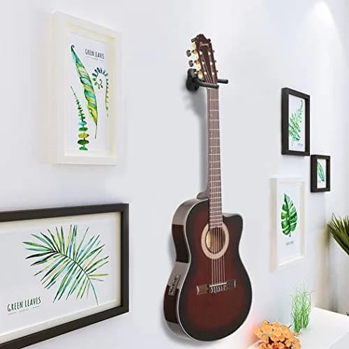 Sound harbor Guitar Wall Mount Hanger 2 Pack | Secure Steel Acoustic Electric Bass Guitar Holder thumbnail 3