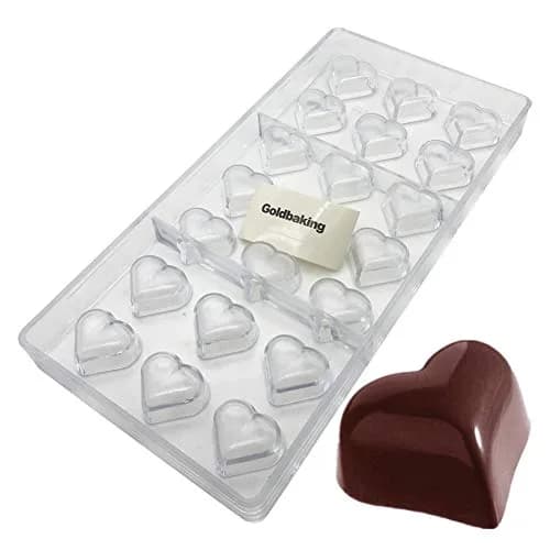 Goldbaking Polycarbonate Heart Chocolate Mold Tray 27.5cm (10.8 inch) | Professional Candy Making thumbnail 1