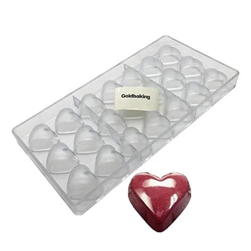 Goldbaking 3D Heart Chocolate Mold Polycarbonate 21 Cavities | Professional Gloss Finish thumbnail 1