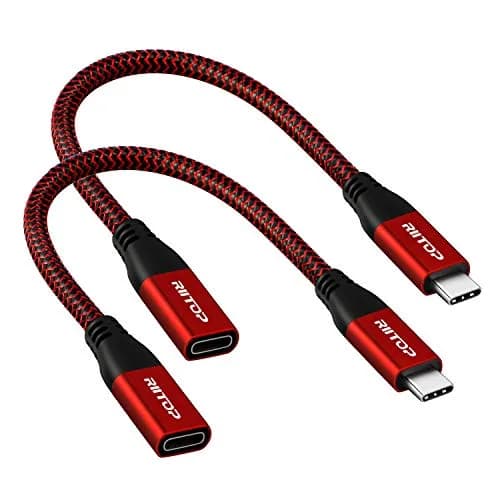 RIITOP USB C Extension Cable Short 2-Pack | 7.8inch Braided Cord for Nintendo Switch, MacBook Pro, Data & Charging thumbnail 1