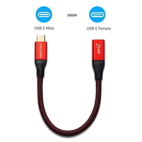RIITOP USB C Extension Cable Short 2-Pack | 7.8inch Braided Cord for Nintendo Switch, MacBook Pro, Data & Charging thumbnail 2