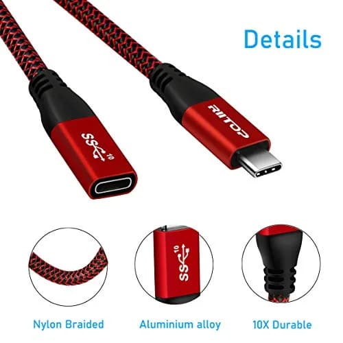 RIITOP USB C Extension Cable Short 2-Pack | 7.8inch Braided Cord for Nintendo Switch, MacBook Pro, Data & Charging thumbnail 3