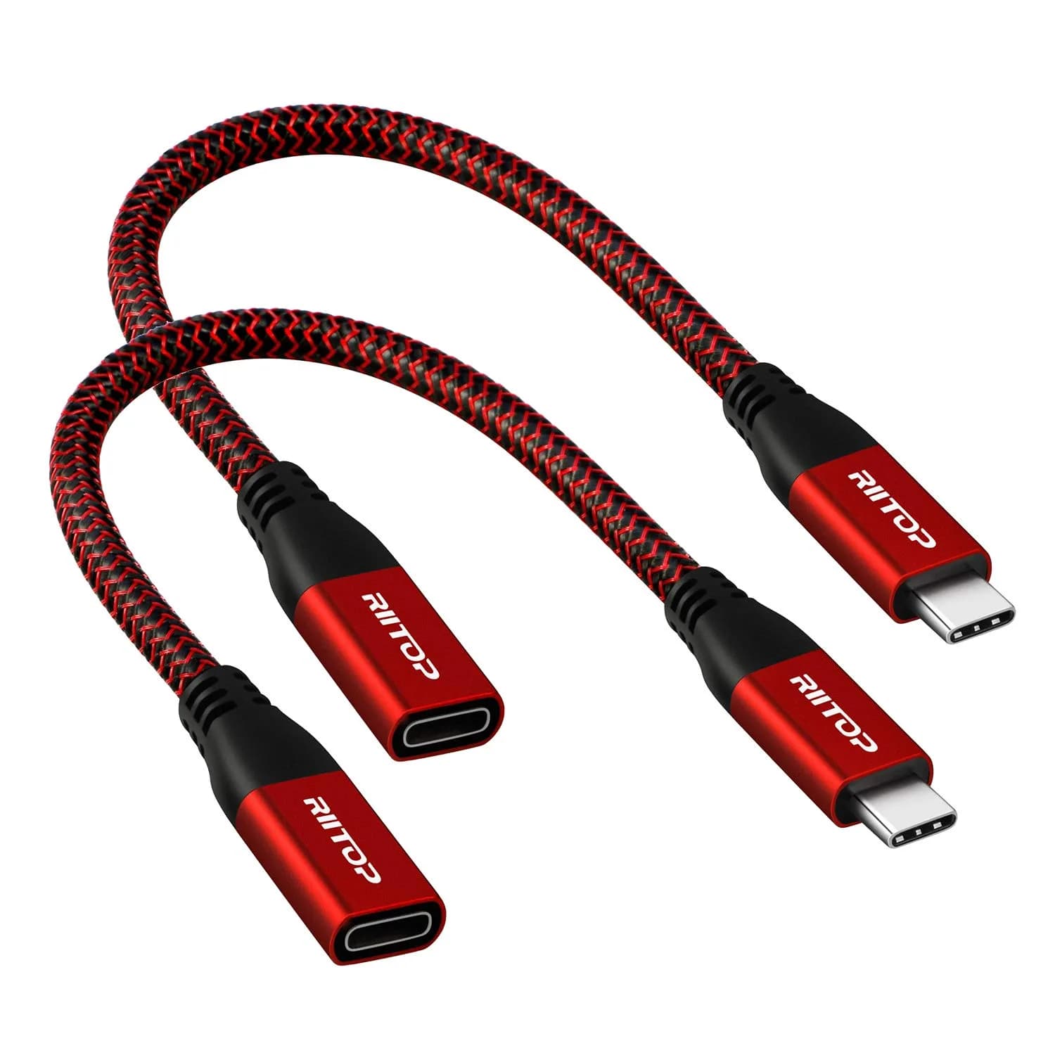 RIITOP USB C Extension Cable Short 2-Pack | 7.8inch Braided Cord for Nintendo Switch, MacBook Pro, Data & Charging - main product image
