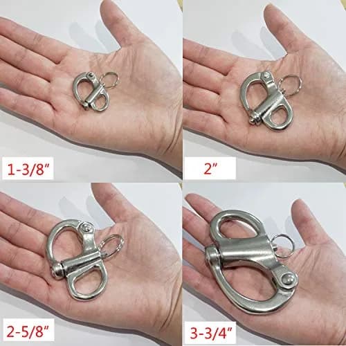 NRC&XRC 2" (52mm) 316 Stainless Steel Fixed Bail Snap Shackle Pair | Marine Grade Rigging Hardware thumbnail 7