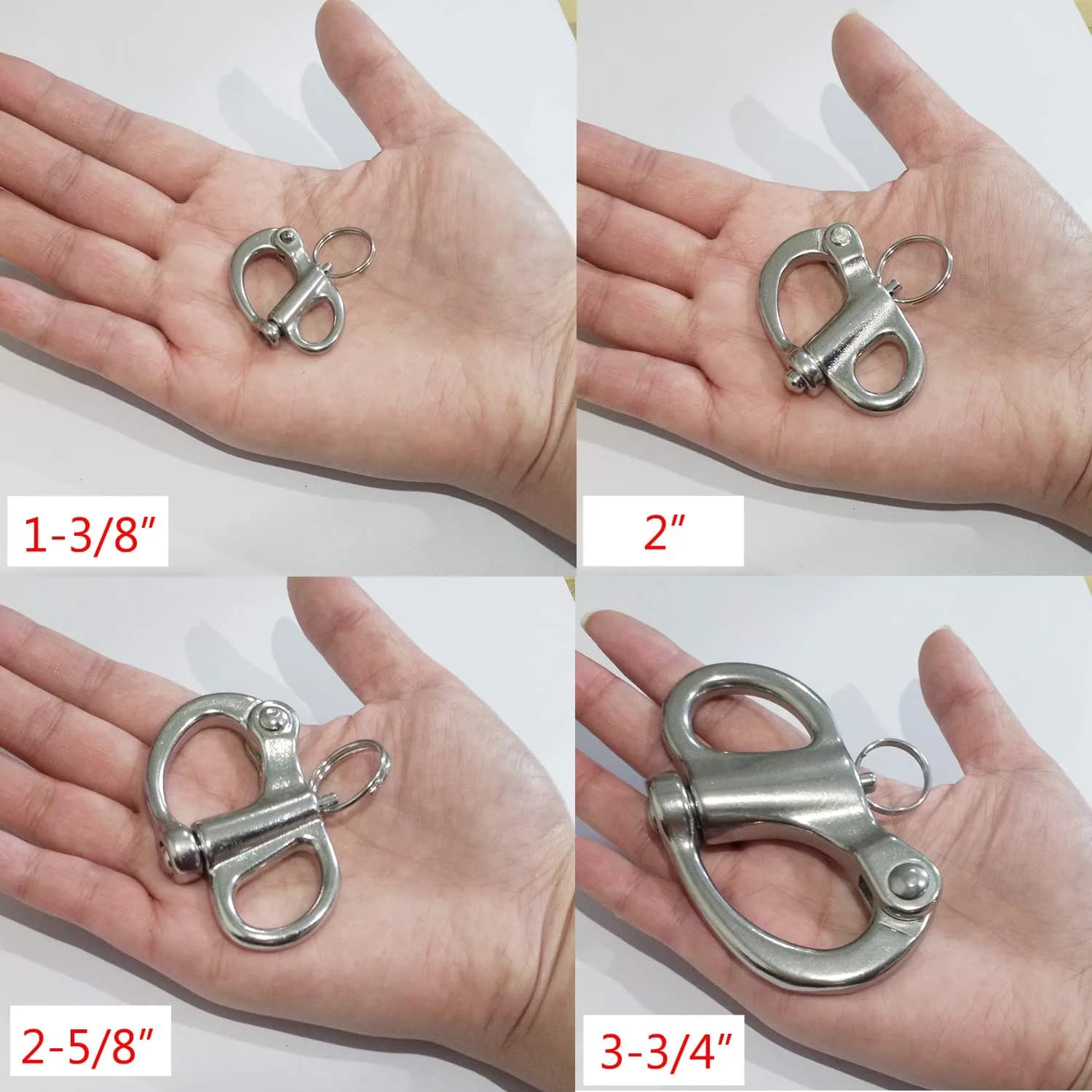 NRC&XRC 2-5/8" (69mm) 316 Stainless Steel Fixed Bail Snap Shackle | 1433 lbf Breaking Load - view 7