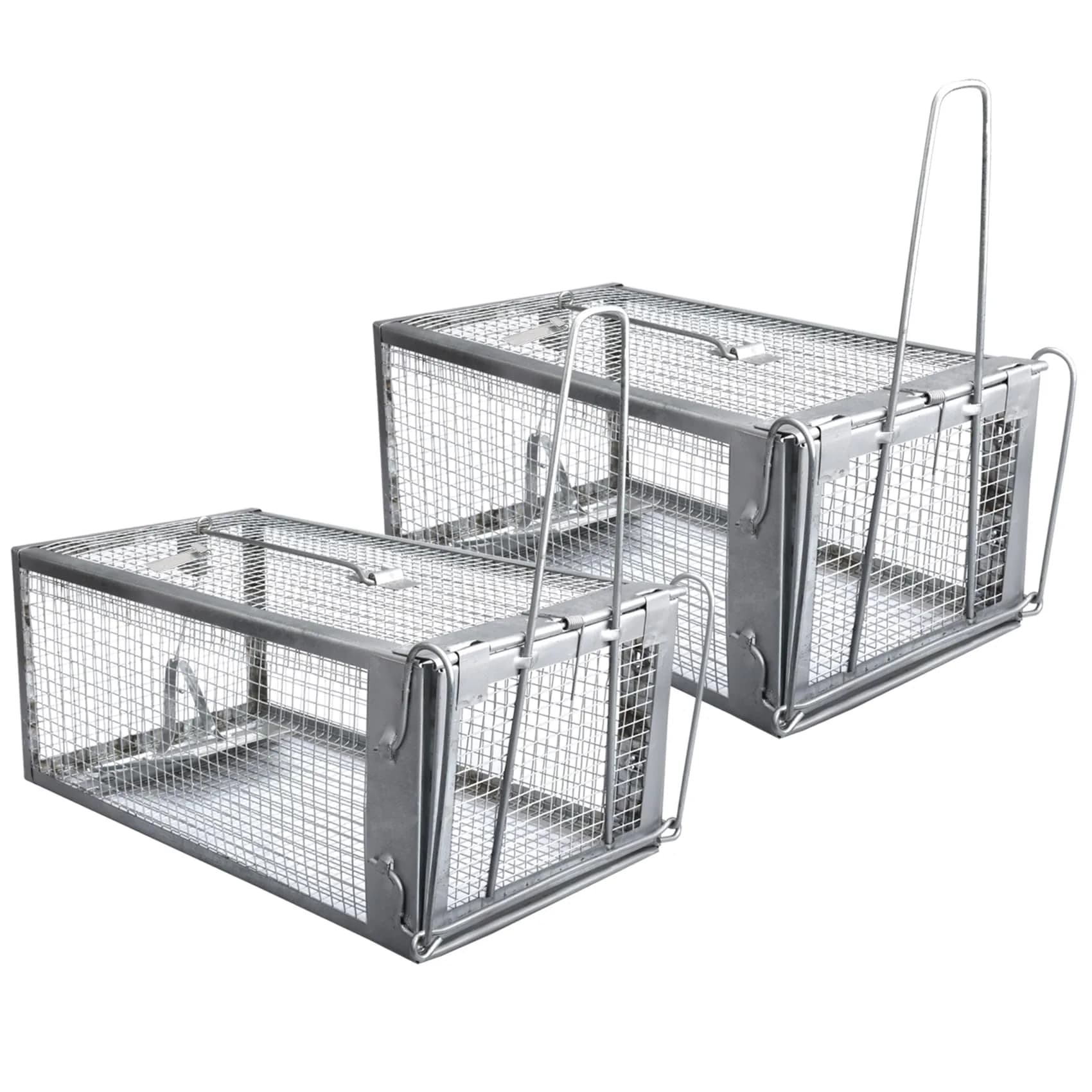 Gingbau Humane 2-Pack Rat Traps for Indoor & Outdoor Use | Live Chipmunk & Mouse Catch & Release — Silver