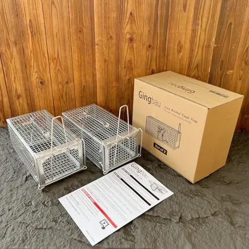 Gingbau Humane 2-Pack Rat Traps for Indoor & Outdoor Use | Live Chipmunk & Mouse Catch & Release thumbnail 8