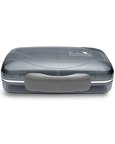 Fullicon Moisture Proof Travel Pill Organizer, 8 Compartments, Grey | Jumbo 8 Compartments, Airtight & Moistureproof thumbnail 1