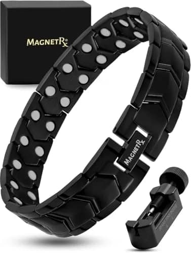 MagnetRX Ultra Strength Magnetic Bracelet for Men (Black) 23cm (9.0 inches) | 38 x 3500 Gauss Neodymium Magnets thumbnail 1