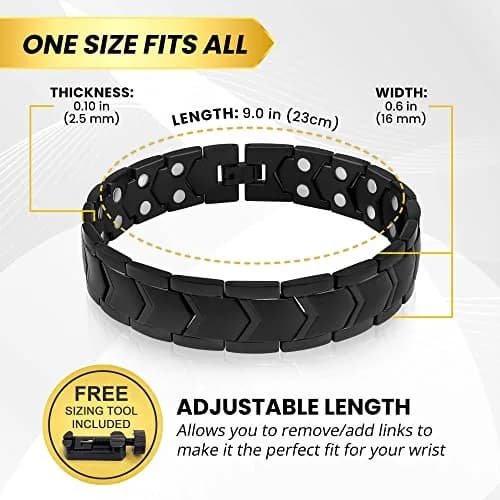 MagnetRX Ultra Strength Magnetic Bracelet for Men (Black) 23cm (9.0 inches) | 38 x 3500 Gauss Neodymium Magnets thumbnail 5