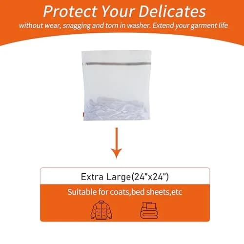 Polecasa Jumbo Mesh Laundry Bags 24x24 Inch (60x60 cm) - Pack of 2 | Protects Delicates & Bulky Items thumbnail 2