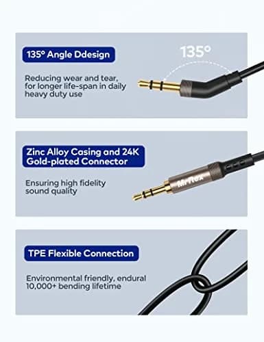 Mr Rex 2.5mm to 3.5mm Audio Cable Cord for Bose QC45 QC35II QC35 QC25 Headphones, JBL E45BT E55BT E65BTNC, 2 Meters (6.5FT) | High Fidelity Stereo Sound thumbnail 3