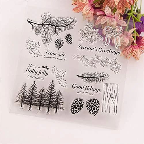 LZBRDY Christmas Trees Branch Leaves Pine Cones Bow Clear Rubber Stamps | Festive Holiday Crafting thumbnail 4