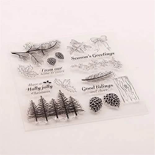 LZBRDY Christmas Trees Branch Leaves Pine Cones Bow Clear Rubber Stamps | Festive Holiday Crafting thumbnail 6
