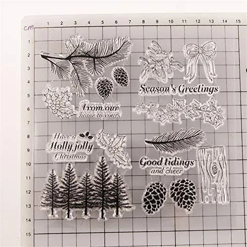 LZBRDY Christmas Trees Branch Leaves Pine Cones Bow Clear Rubber Stamps | Festive Holiday Crafting thumbnail 3