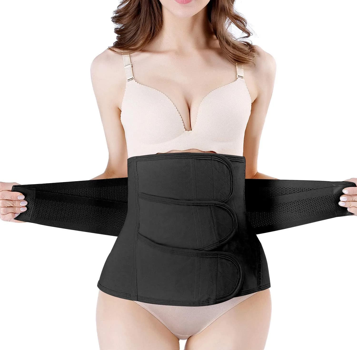 Gepoetry Postpartum Recovery Belt Belly Wrap for C-Section & Natural Birth - Black, L (33"-40" Waist)