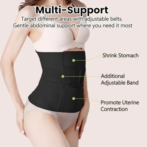 Gepoetry Postpartum Recovery Belt Belly Wrap for C-Section & Natural Birth - Black, L (33"-40" Waist) thumbnail 4