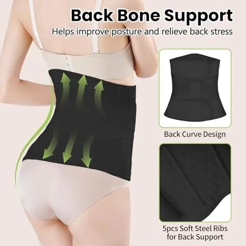 Gepoetry Postpartum Girdle C-Section Recovery Belt Belly Wrap Belly Band Black XS/S | Supports Recovery & Posture thumbnail 6
