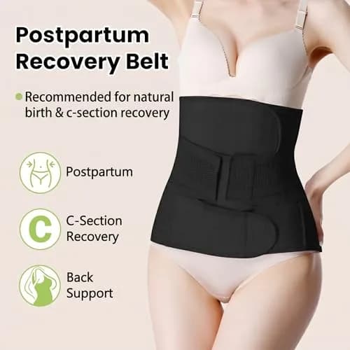 Gepoetry Postpartum Girdle C-Section Recovery Belt Belly Wrap Belly Band Black XS/S | Supports Recovery & Posture thumbnail 2
