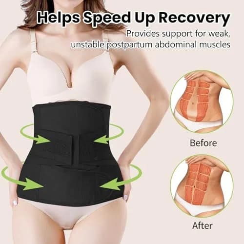 Gepoetry Postpartum Girdle C-Section Recovery Belt Belly Wrap Belly Band Black XS/S | Supports Recovery & Posture thumbnail 3