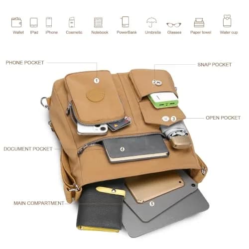Dora & Liz Hobo Purse for Women, Nylon Crossbody Shoulder Handbag Convertible Backpack 34cm (13.39") | Multi-Way Carry Water-Resistant Bag thumbnail 5