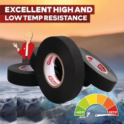 XFasten Wire Harness Tape, 3/4-Inch x 50-Foot (3-Pack) | High Temp Automotive Felt Cloth Tape for Cables thumbnail 7