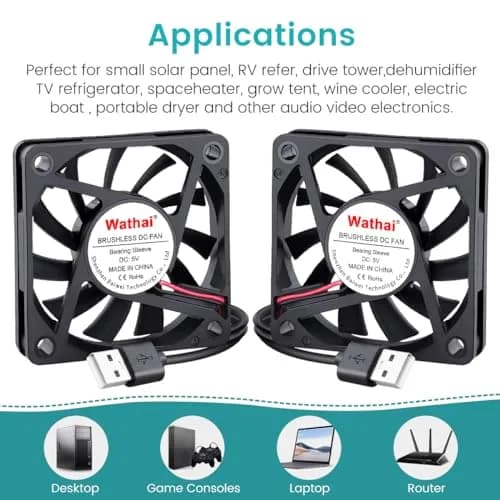 Wathai 60mm x 10mm USB Computer Fan 5V | Variable Speed Cooling for DIY & Electronics thumbnail 4