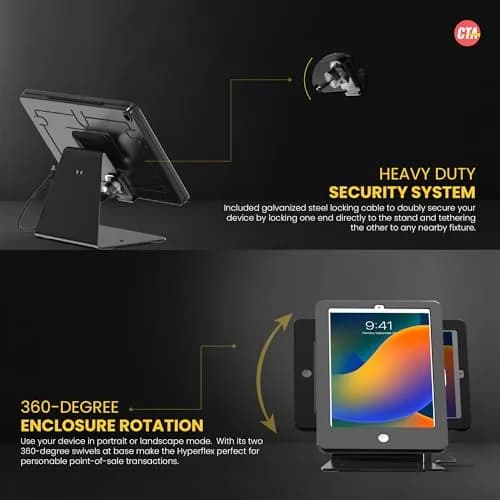 CTA Digital Dual Security Kiosk Stand with Locking Case for iPad 7th/8th/9th Gen 10.2" | Anti-theft, 360° Rotation, Secure Mounting thumbnail 4