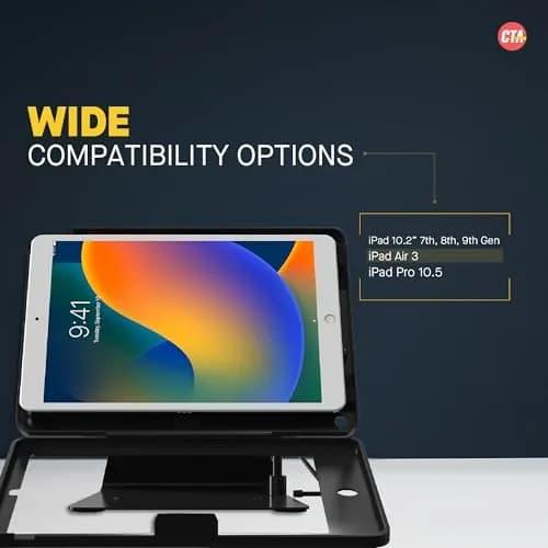 CTA Digital Dual Security Kiosk Stand with Locking Case for iPad 7th/8th/9th Gen 10.2" | Anti-theft, 360° Rotation, Secure Mounting thumbnail 6