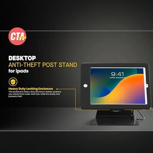 CTA Digital Dual Security Kiosk Stand with Locking Case for iPad 7th/8th/9th Gen 10.2" | Anti-theft, 360° Rotation, Secure Mounting thumbnail 3
