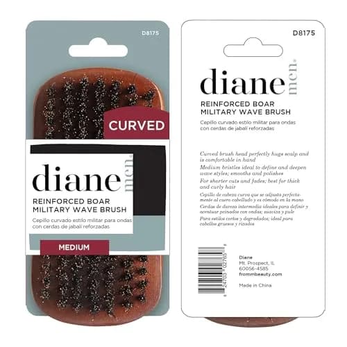 Diane Reinforced Boar Bristle Curved Military Wave Brush for Men & Barbers | Medium Bristles for Thick & Curly Hair thumbnail 6