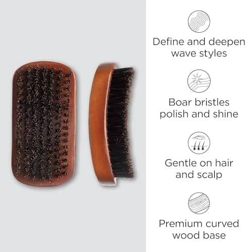Diane Reinforced Boar Bristle Curved Military Wave Brush for Men & Barbers | Medium Bristles for Thick & Curly Hair thumbnail 2