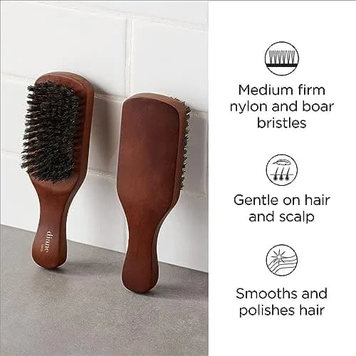 Diane Reinforced Boar Bristle Club Wave Brush for Men & Barbers – Medium Bristles for Thick & Curly Hair – 7.5" L x 2.1" W thumbnail 2