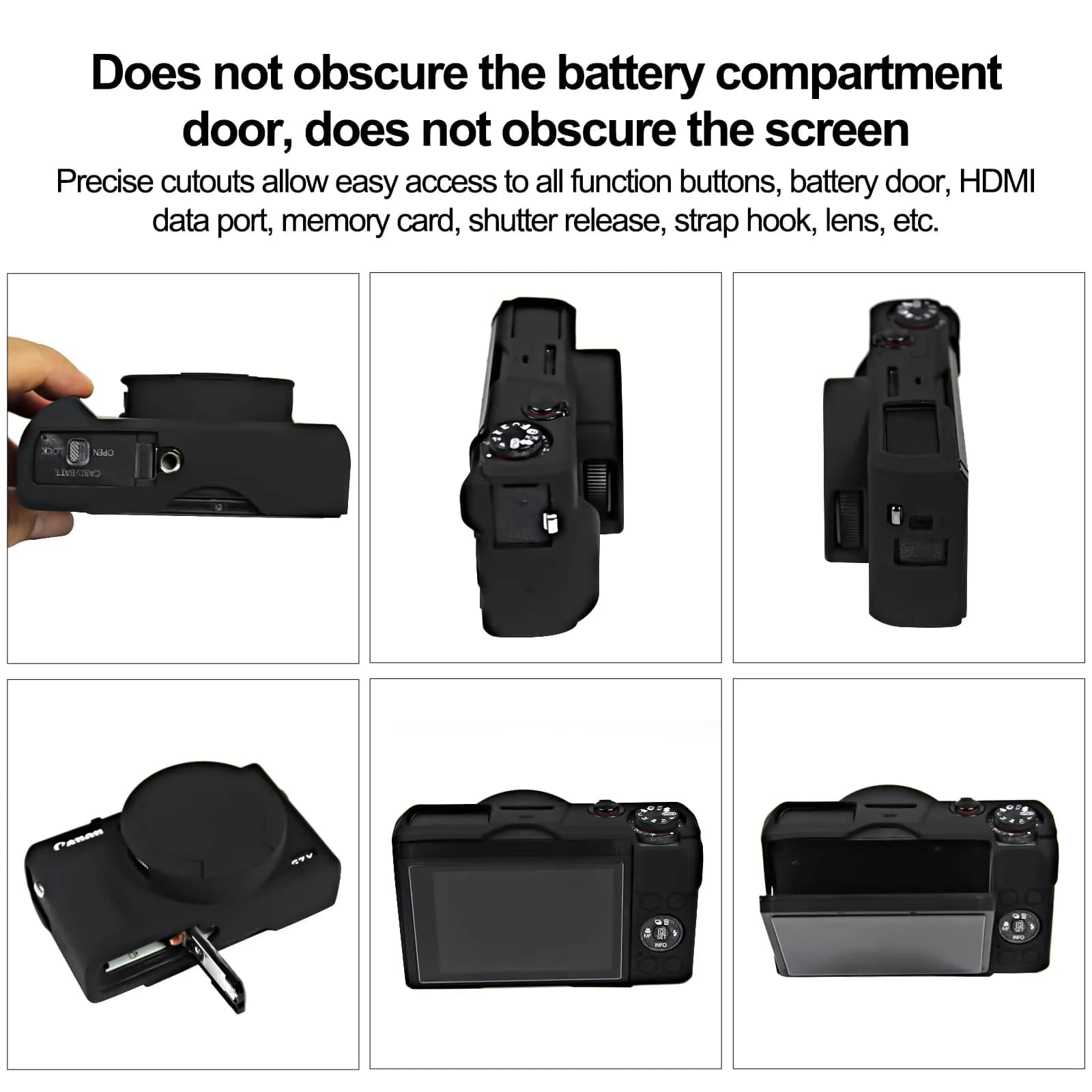 Easy Hood Black Silicone Camera Case for Canon G7X Mark III | Enhanced Grip & Protection - view 6