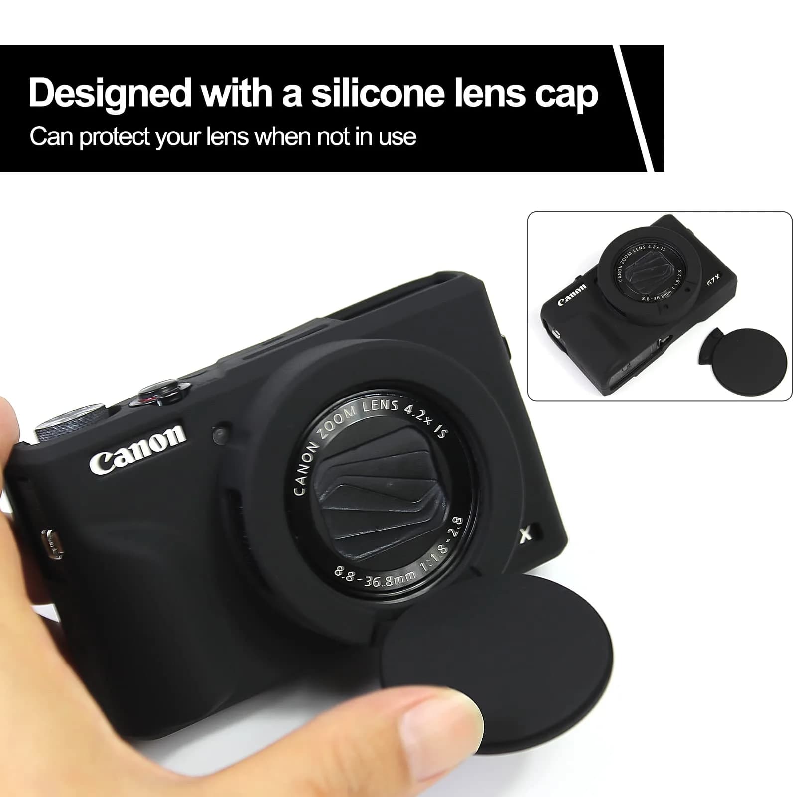 Easy Hood Black Silicone Camera Case for Canon G7X Mark III | Enhanced Grip & Protection - view 4