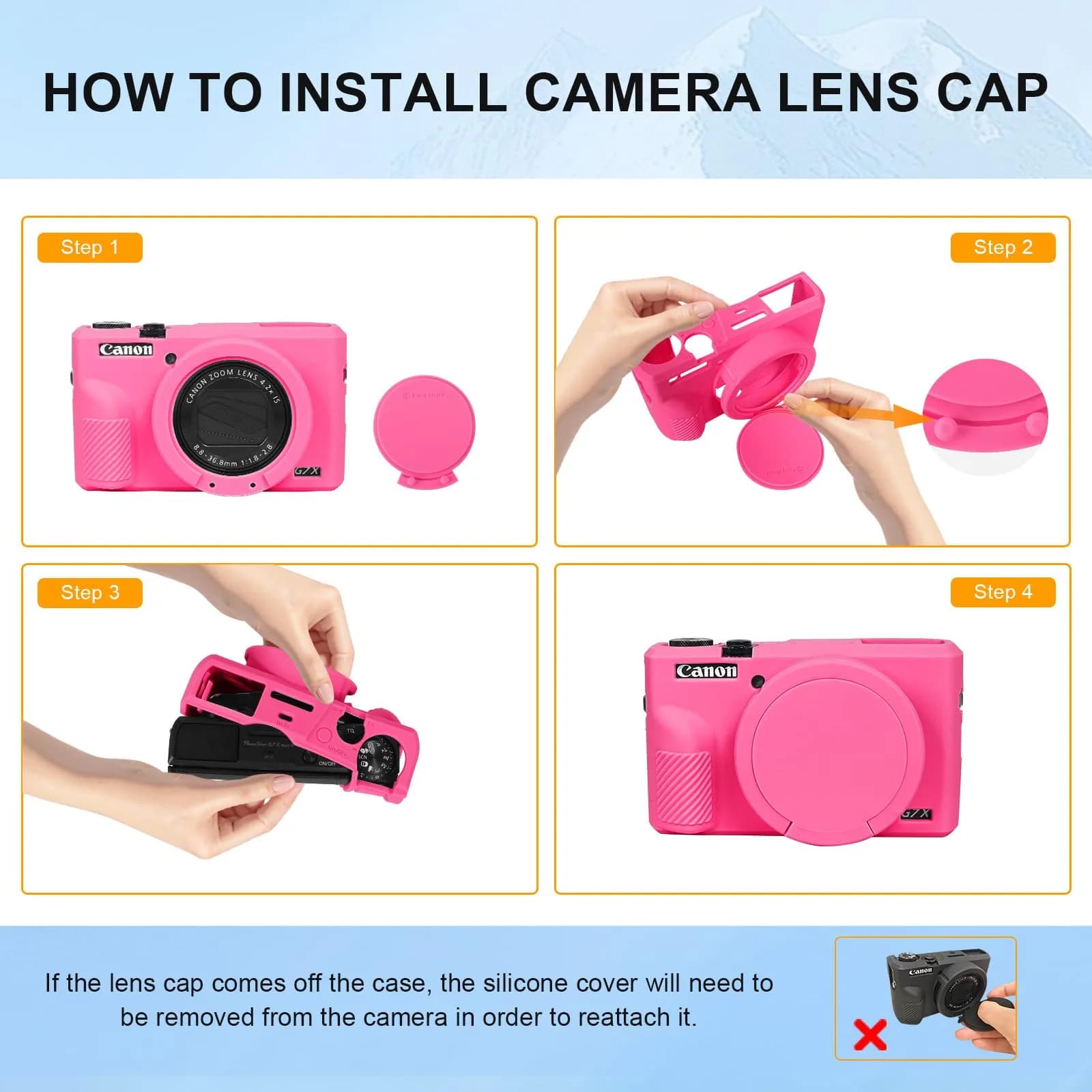 Easy Hood Silicone Camera Case for Canon G7X Mark III (Rose) | Enhanced Grip & Shock-Absorbing Protection - view 7