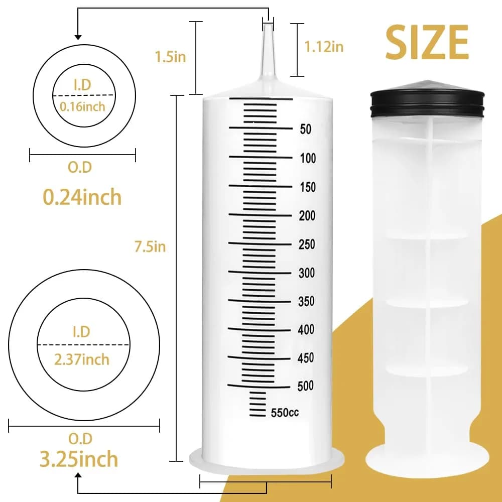 A AKRAF 500ml Large Syringe with 70cm Tube, Sterile Industrial Syringe | Accurate Liquid Dispensing for Crafts & Labs - view 5