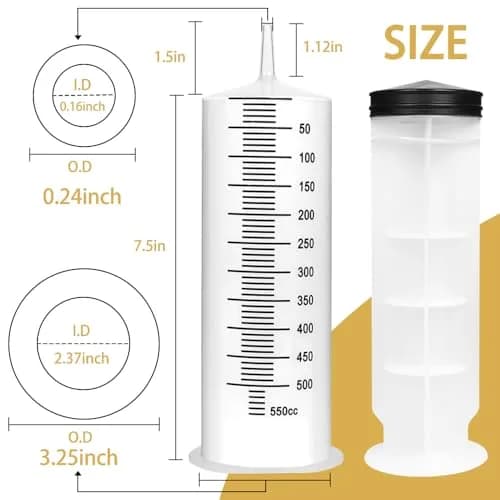 A AKRAF 500ml Large Syringe with 70cm Tube, Sterile Industrial Syringe | Accurate Liquid Dispensing for Crafts & Labs thumbnail 5