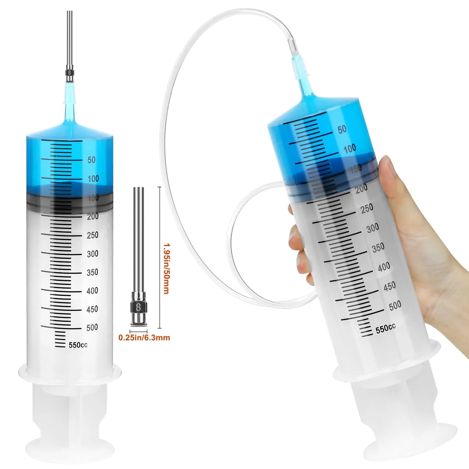 A AKRAF 500ml Large Syringe with 70cm Tube, Sterile Industrial Syringe | Accurate Liquid Dispensing for Crafts & Labs - view 3