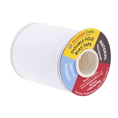 Mandala Crafts White Double Fold Bias Tape 13mm (1/2 Inch) 165 Yds | Professional Sewing Trim for Garments and Crafts thumbnail 2