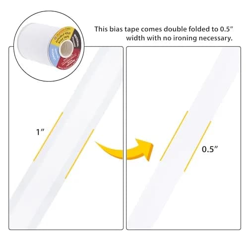 Mandala Crafts White Double Fold Bias Tape 13mm (1/2 Inch) 165 Yds | Professional Sewing Trim for Garments and Crafts thumbnail 3