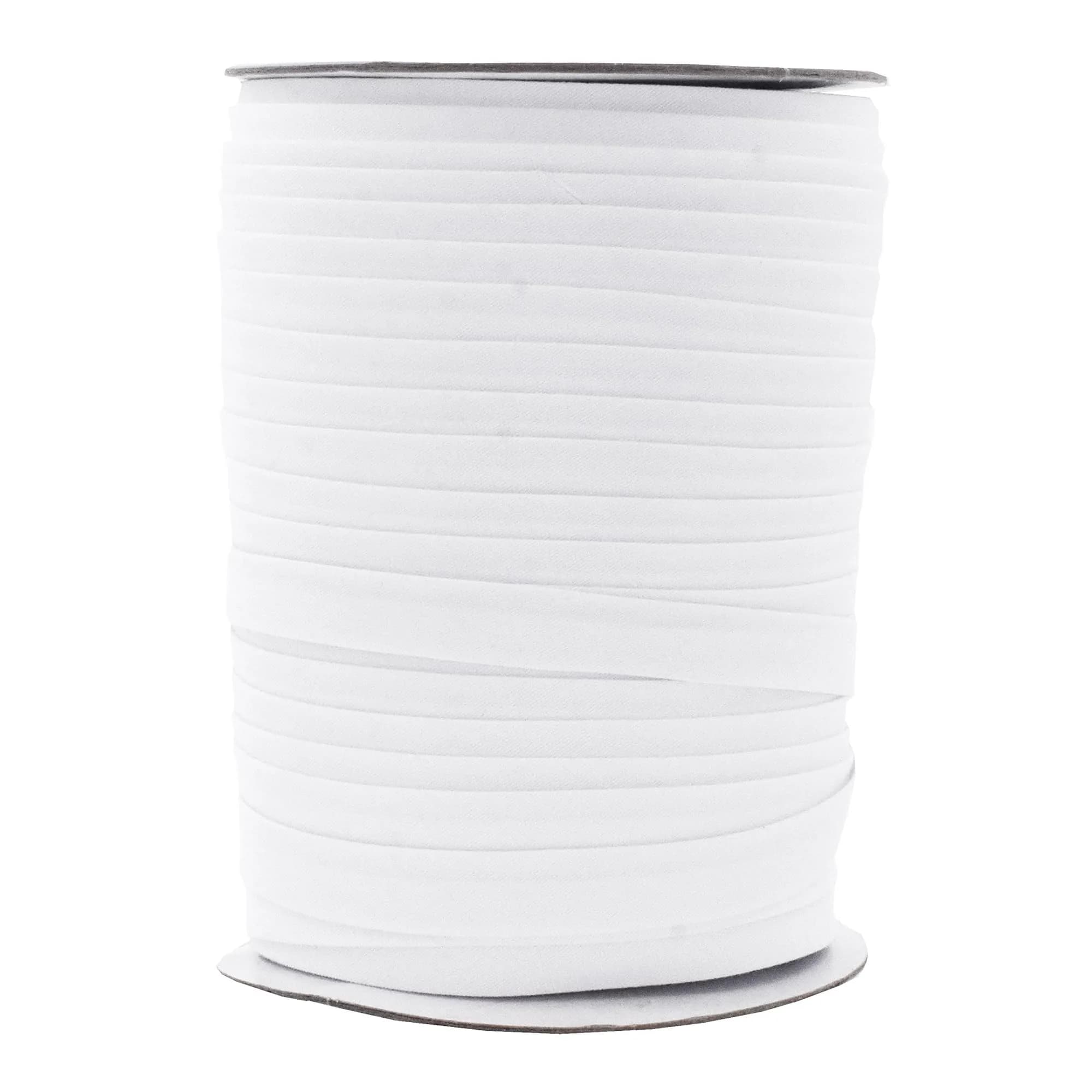 Mandala Crafts White Double Fold Bias Tape 13mm (1/2 Inch) 165 Yds | Professional Sewing Trim for Garments and Crafts - main product image